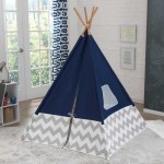 Cort mare copii Kidkraft ALbastru stil indian - DELUXE PLAY TEEPEE - Navy Blue